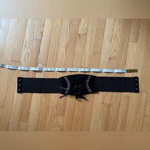 B64-75 / 32” Black Corset Elastic Belt with Silver Accents